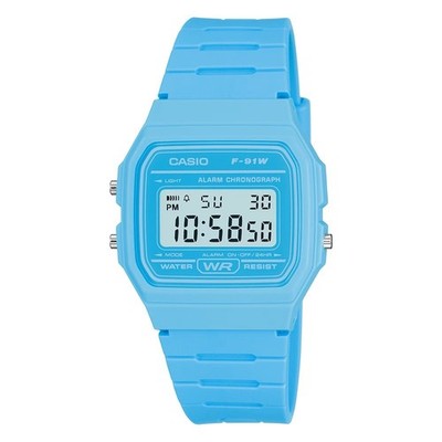 Casio Uhr F-91WC-2AEF Unisex Digital Retro Collection Babyblau