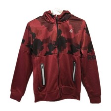 Youth XL 14/16 Reebok Red Black Full Zip Hoodie Jacket Fleece Lined Athletic