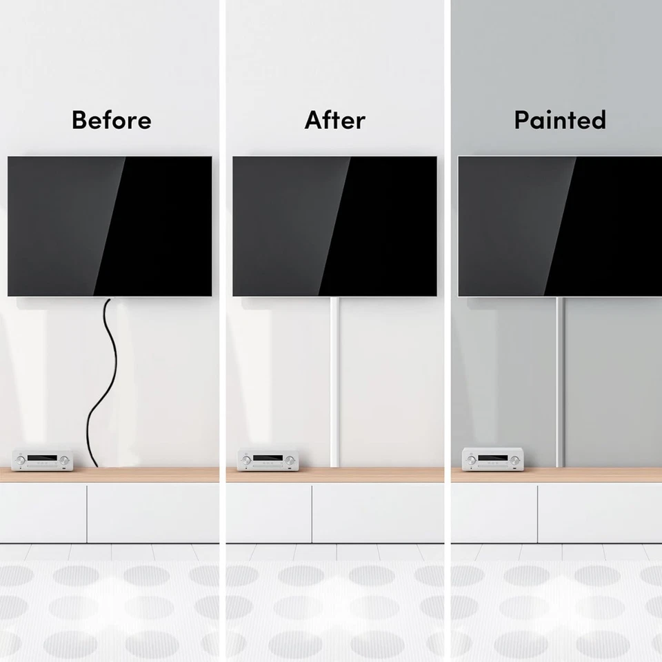 Cable Hider, 300” Cord Hider, One-Cord Covers for Wall, White - 18X (L17” W0.59 - Image 4 of 4