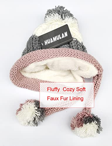  Women Winter Peruvian Beanie Hat Ski Cap Fleece Lined Ear A04-m8888-hanfen