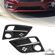 Pair Front Bumper Fog Light Cover w/Chrome Trim For 2018 2019 2020 Honda Odyssey