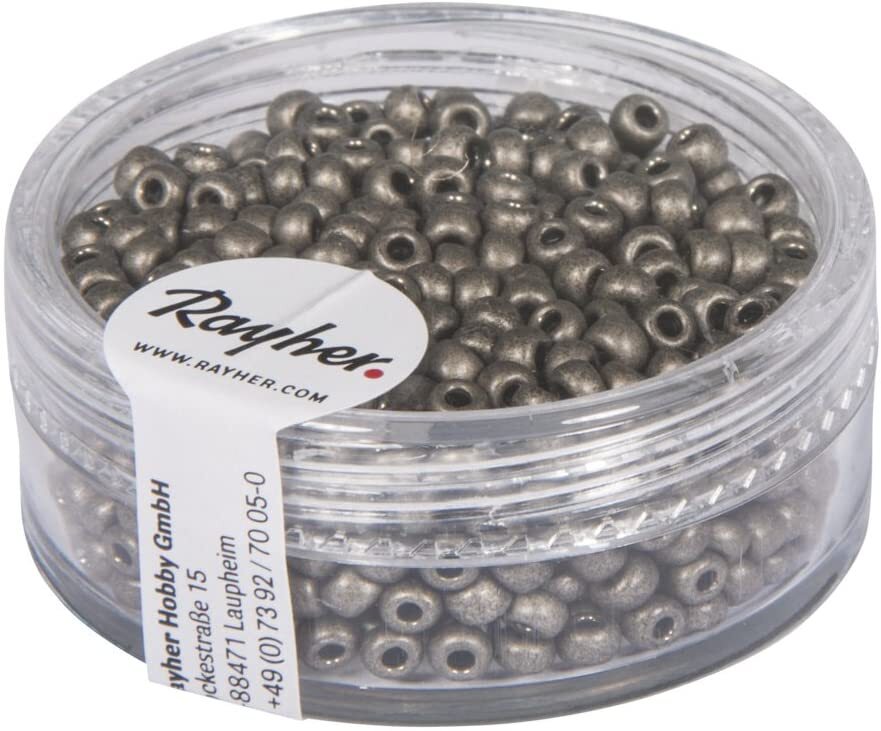 RAYHER - 17gr - ROCAILLE METALLIZZATA OPACA Ø2,6MM - COLORE ANTRACITE