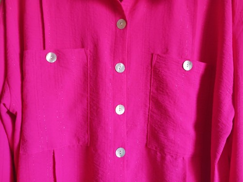 Camicia COMO NERA donna a maniche lunghe con bottoni rosa fucsia rosa sparklin taglia L. - Foto 3 di 7