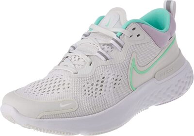 Nike Women's React Miler 2 Running Shoes, Platinum/Green, 11 B Medium US