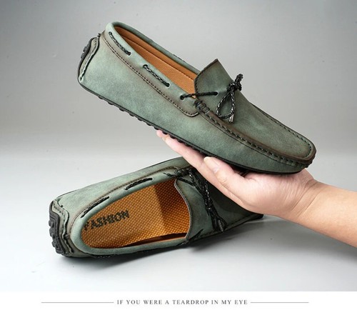 Genuine Leather Men'S Casual Shoes Loafers Moccasins Breathable Driving Shoes - Picture 16 of 27