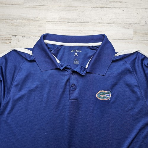 Florida Gators Shirt Men's XXL Blue Short Sleeve Polo Antigua Wicking 2XL Golf