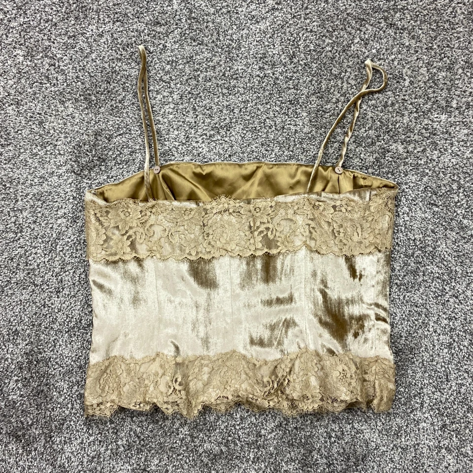 Top de camisola Worth para mujer 14 y2k vintage terciopelo encaje ribete seda lencería bustier Foto 2 de 4