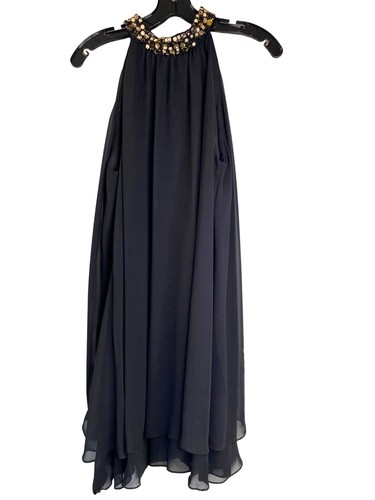 ELIZA J SCHWARZ CHIFFON NECKHOLDER TRAPEZ COCKTAILKLEID GRÖSSE 8 - Bild 2 von 7