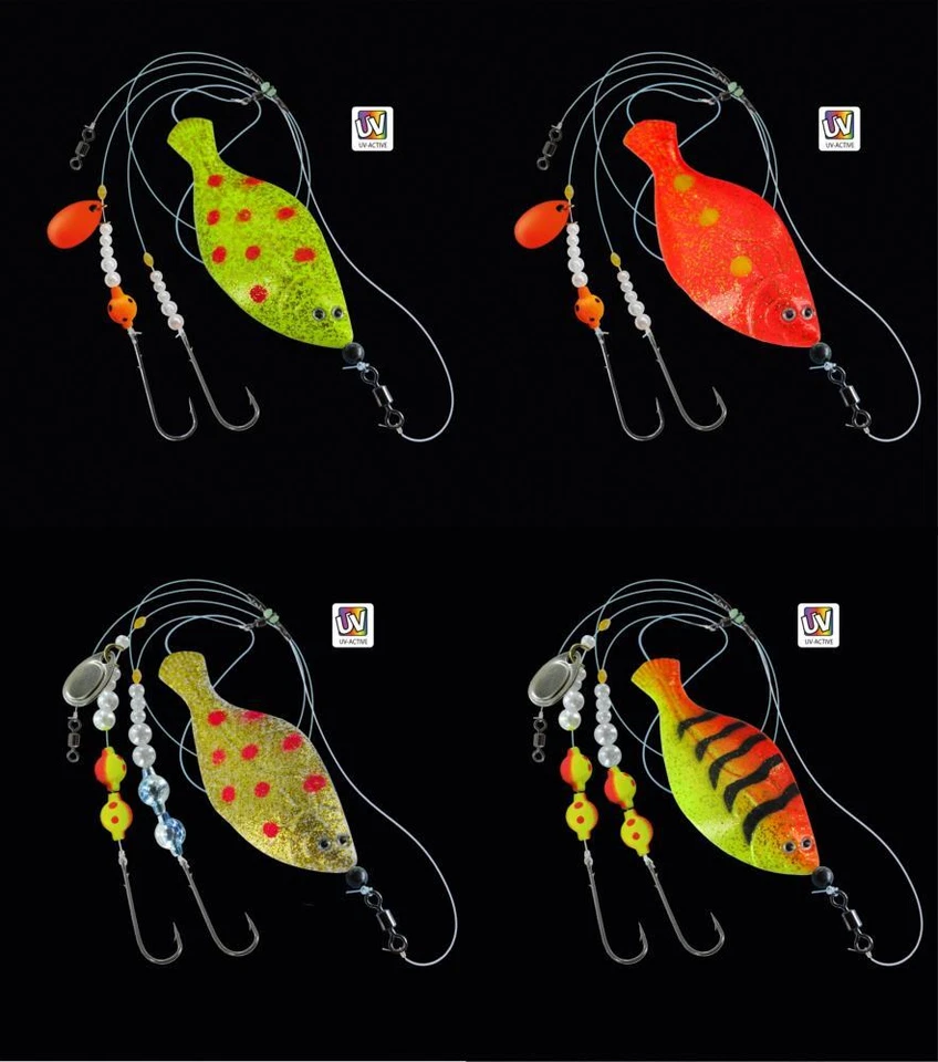 DEGA UV-aktiver Inline Buttlöffel in Schollenform 60g Buttvorfach Flunder Rig