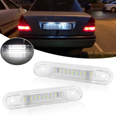 2x White 6000K LED License Plate Lights For Mercedes W124 W201 W202 C/E-Class