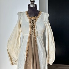Vintage 1970s Gunne Sax Prairie Corset Lace Up Reinassance Princess Gown Dress