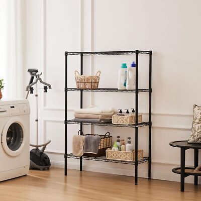 4-Tier Storage Shelf Heavy Duty Standing Shelving Unit Metal Wire Rack Organizer