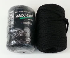 Vintage Retro Black Macreme Yard 1980’s 100+ Yards 6MM Maxi Cord Braided