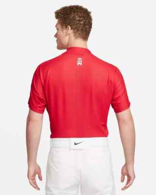 Nike Tiger Woods Dri-FIT ADV Mock Neck Golf Polo Red Shirt Sz L