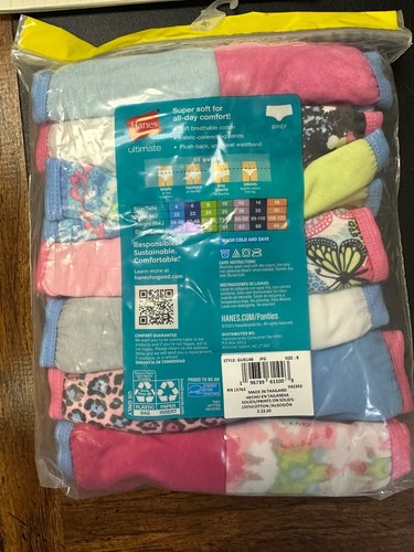 NWT Hanes Briefs Underwear Girls Size 8 Multipack 14 Pair Cotton - Picture 2 of 4