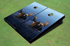 Moose In Lake Custom Cornhole Board