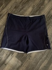 Men  s Vintage 90s Blue Black tag Swim Trunks/ Bathing Suit Size L Pockets/ Lined