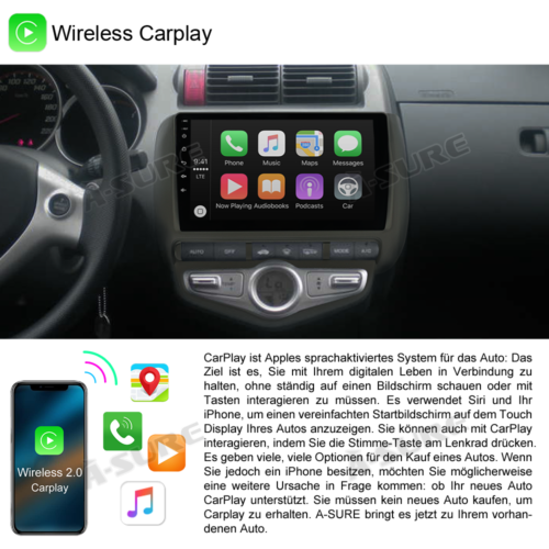 32G Apple Carplay Android 13 Autoradio Navi für Honda Jazz Fit mit Automatic A/C - Bild 5 von 11