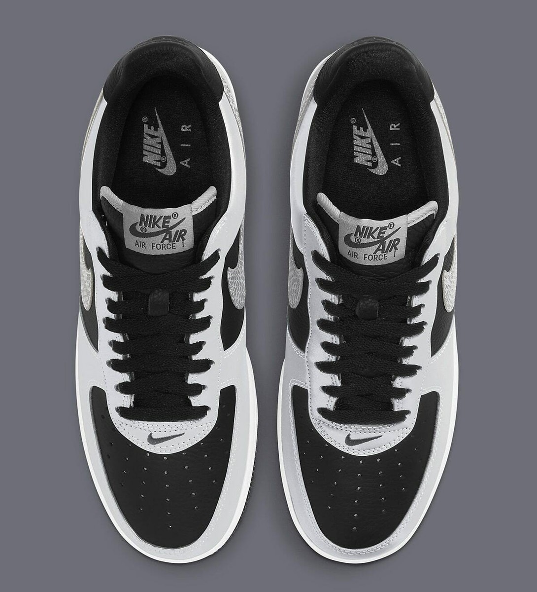 AUTHENTIC NIKE AIR FORCE 1 B Silver Snake Reflective Black