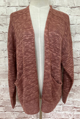 Double Zero Womens Audrey Sweater Cropped Open Front Indie Marled Pink Size S