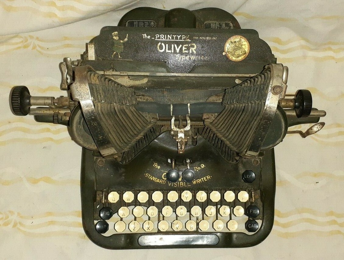 Antique Oliver No 9 Visible Typewriter Green 1912 Complete