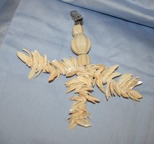 Tischdecken- Gewichte Tischdeckenhalter Shabby Chic Weiss Porzellan+ Muschel 