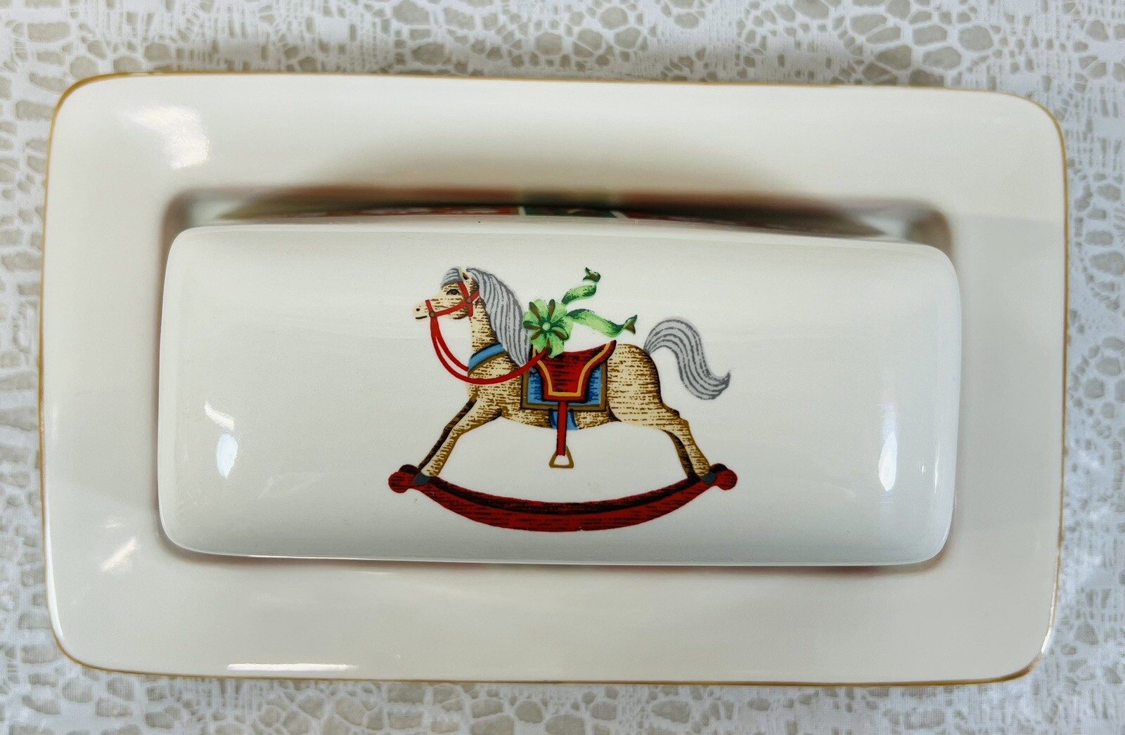Charlton Hall Covered Butter Dish with Lid By Kobe Christmas Rocking Horse