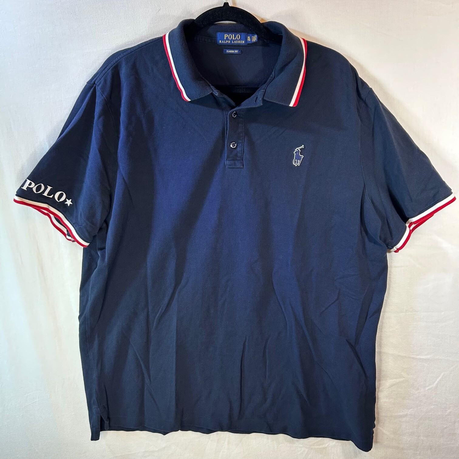 Polo Ralph Lauren gomma pony blu rosso bianco camicia uomo XL vestibilità classica 100% cotone