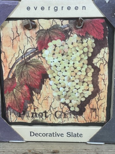 Evergreen Decorative Slate Pinot Gris Wall Plaque 6” Wine Grape Leaf Art Palette - Picture 2 of 8
