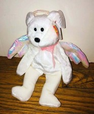 Ty Beanie Babies Halo Angel Bear Plush Stuffed Animal Vintage NWT Tag Wear