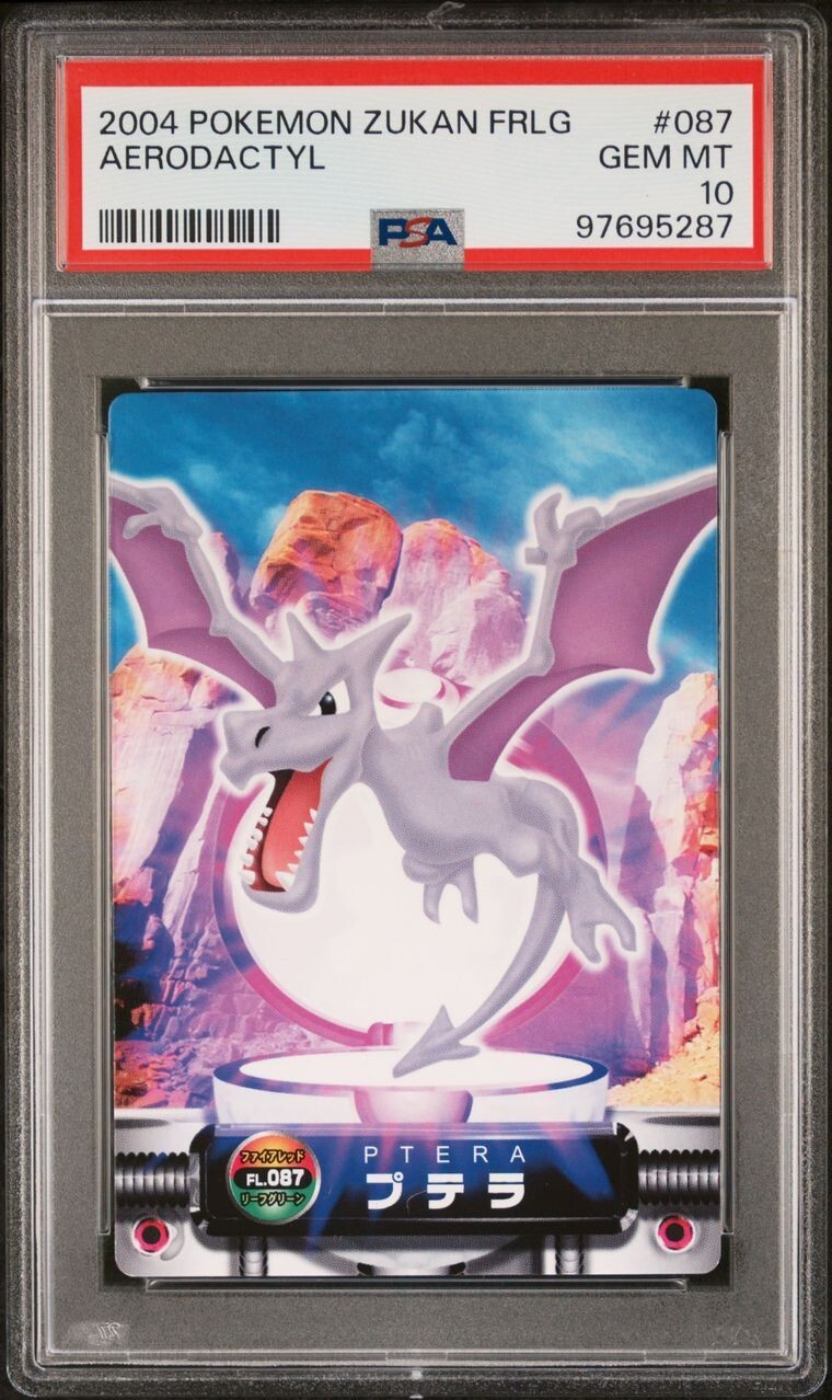 PSA 10 GEM MINT Aerodactyl #087 Carddass Zukan F-Red L-Green Bandai Pokémon POP 1