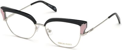 Emilio Pucci EP5147 005 Black Plastic Cat Eye Optical Eyeglasses Frame 55-17-140