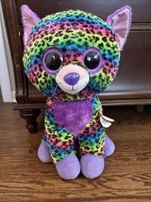 Rare Ty Beanie Boos Plush Toy Trixie Rainbow Cheetah 2014🐆💚💜💙💗