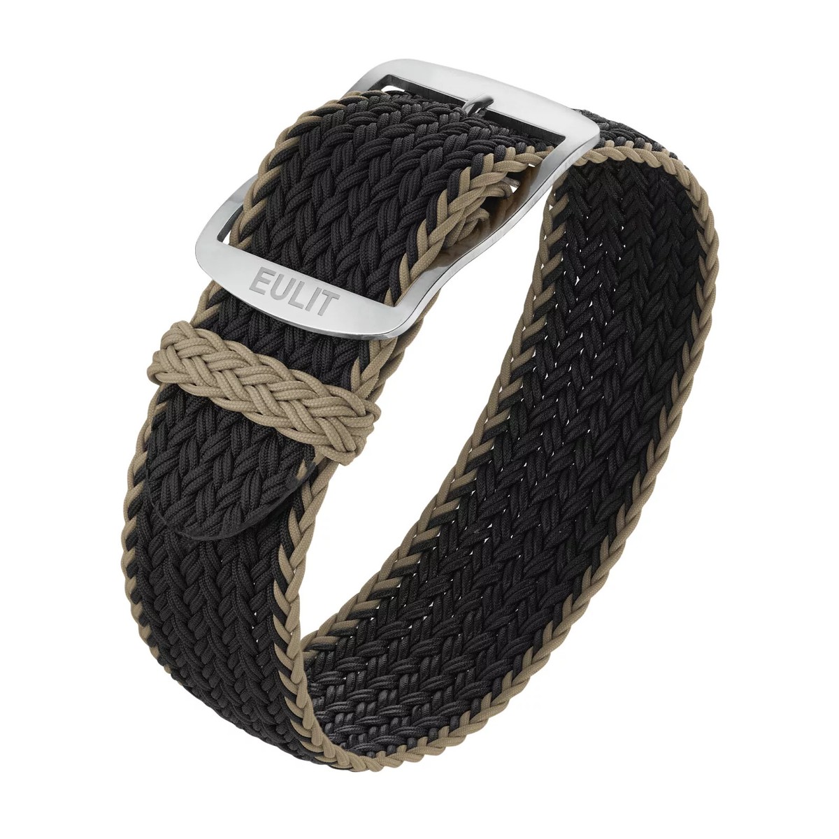 Watch Strap Perlon Nylon Black/Beige by Eulit 20 mm