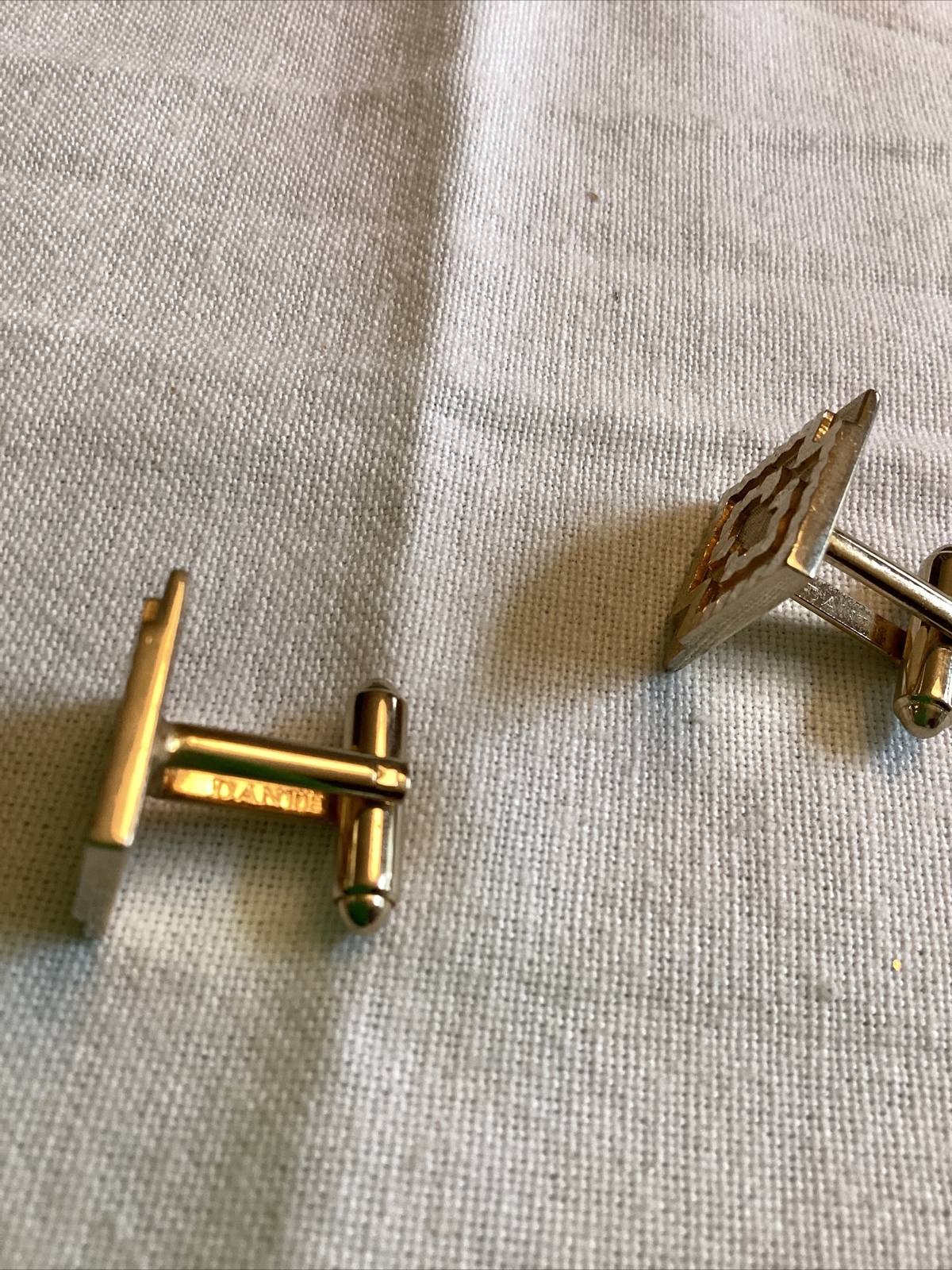 Dante Cufflink Gold Tone Square .75”x.75” Vintage eBay