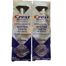 (2) Crest 3D White Brilliance Pro Enamel Protect Fluoride Toothpaste-3oz Ea B4