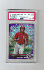 2017 BOWMAN CHROME JUAN SOTO PURPLE SHIMMER PSA 9 MINT ROOKIE CARD (758)