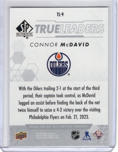 2022-23 SP Authentic True Leaders #TL-9 Connor McDavid - Picture 2 of 2