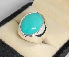 Natural Turquoise Sterling Silver 925 Handmade Ring Real Neshapuri Feroza Ring