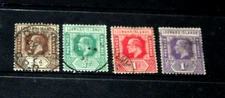LEEWARD ISLANDS 1912 KING GEORGEV LOT OF 4 ISSUES FINE USED