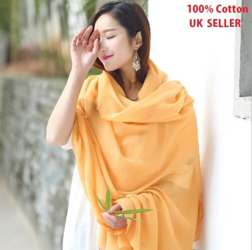 100% Cotton Scarves Hijab Scarf Extra Wide Luxury Quality Super Soft  - Afbeelding 1 van 25