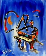 PIANO JAZZZ  abstract  Original Oil Painting canvas IMPRESSIONIST