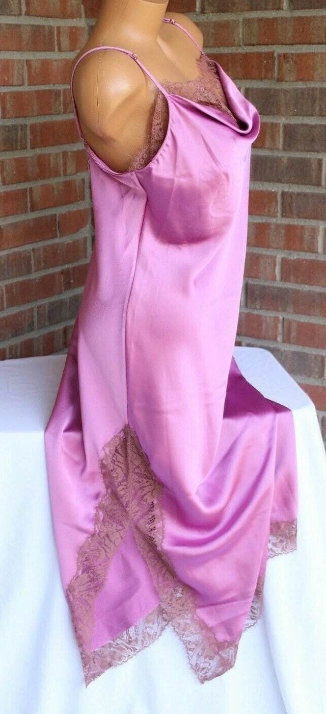 UNDERCOVER Camicia da notte Victoria's Secret Luxe lunga raso lavaggio occhi pizzo media CALDO