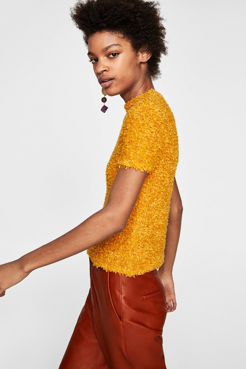 zara yellow lace top