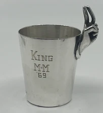 Vintage Napier Silver Plate Two Fingers Jigger Shot Glass MCM Barware