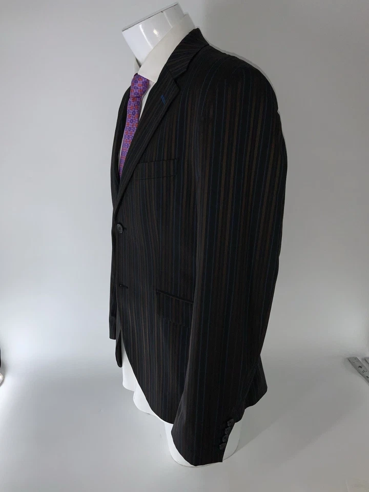 Blazer Ben Sherman M 40S Marrón Azul Rayas 2B 1V Mezcla Poli Portugal YGI R1-33 Foto 4 de 4