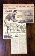 2292----1941 Jack Graf Ohio State football clipping son of Honus Graf