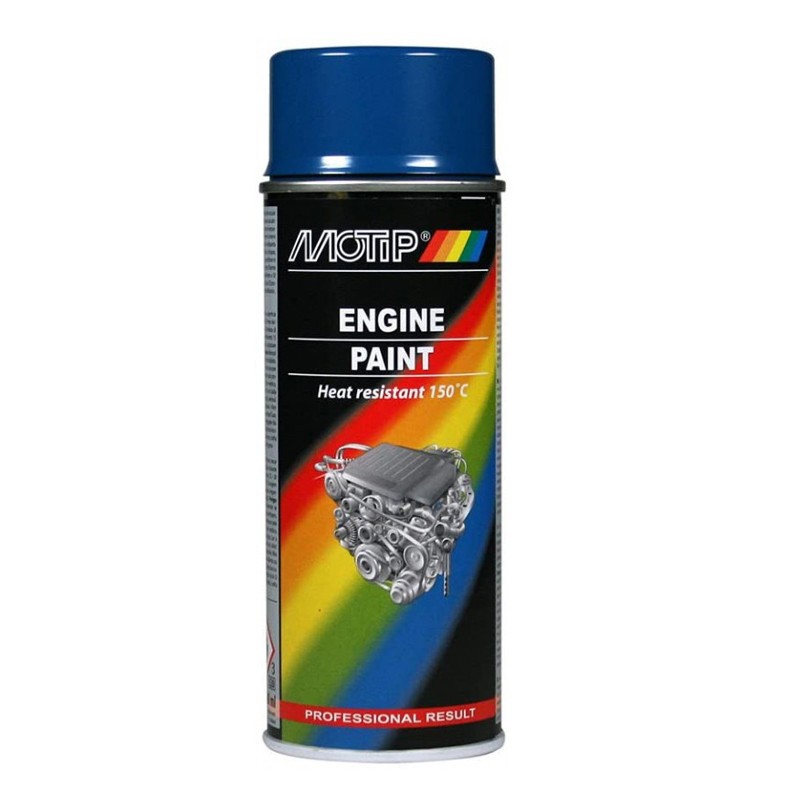Bombe de peinture moteur bleu Motip 400ml pour bloc cylindre et carter