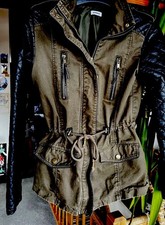 ROCKIG EDLE Damen Übergangsjacke Jacke Gr. S Denim Leder; Khaki; Schwarz; Frühl