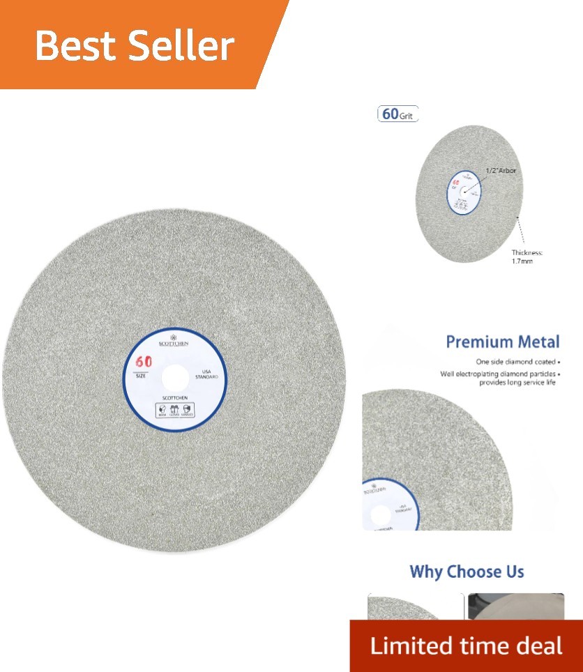 High-Performance 6" Diamond Grinding Wheel 1/2" Arbor Hole for Gemstones